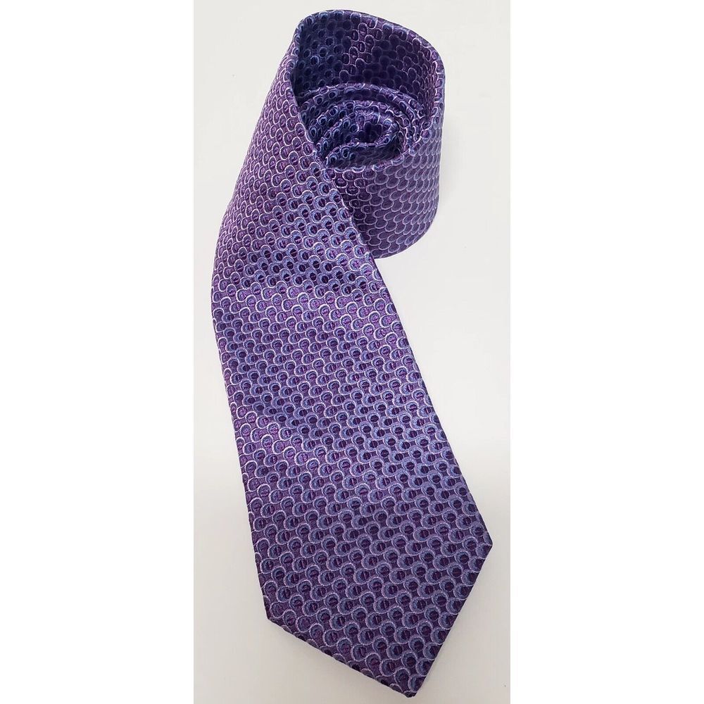 DORMEUIL Paris Necktie Silk Purple/Lilac/Lavender/Blue Circle Print Tie